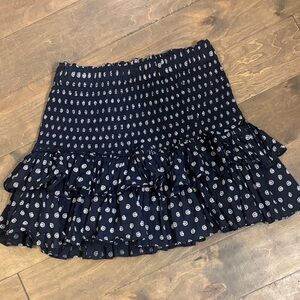 LOFT Navy Patterned Mini Skirt